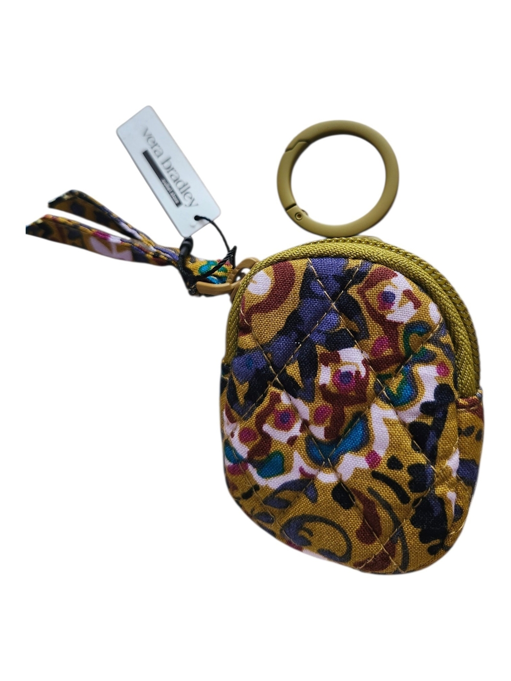 Vera Bradley Mustard Multi Floral Quilted Key & Coin Pouch
